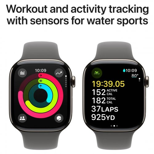 Купити Смарт-годинник Apple Watch Series 10 GPS + Cellular 46mm Natural Titanium Case with Stone Grey Sport Band - M/L (MWYA3QH/A) - ціна в Києві, Львові, Вінниці, Хмельницькому, Франківську, Україні | інтернет-магазин TELEMART.UA фото