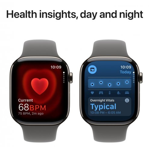 Купити Смарт-годинник Apple Watch Series 10 GPS + Cellular 46mm Natural Titanium Case with Stone Grey Sport Band - M/L (MWYA3QH/A) - ціна в Києві, Львові, Вінниці, Хмельницькому, Франківську, Україні | інтернет-магазин TELEMART.UA фото