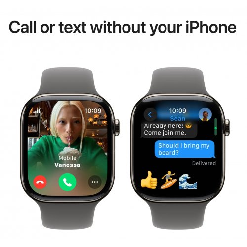 Купити Смарт-годинник Apple Watch Series 10 GPS + Cellular 46mm Natural Titanium Case with Stone Grey Sport Band - M/L (MWYA3QH/A) - ціна в Києві, Львові, Вінниці, Хмельницькому, Франківську, Україні | інтернет-магазин TELEMART.UA фото