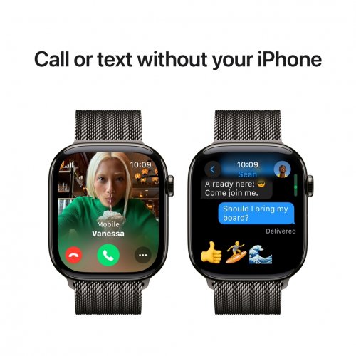 Купити Смарт-годинник Apple Watch Series 10 GPS + Cellular 46mm Slate Titanium Case with Slate Milanese Loop - M/L (MWYW3QH/A) - ціна в Києві, Львові, Вінниці, Хмельницькому, Франківську, Україні | інтернет-магазин TELEMART.UA фото
