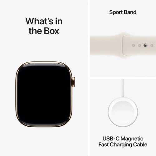 Купити Смарт-годинник Apple Watch Series 10 GPS + Cellular 46mm Gold Titanium Case with Starlight Sport Band - S/M (MWYX3QH/A) - ціна в Києві, Львові, Вінниці, Хмельницькому, Франківську, Україні | інтернет-магазин TELEMART.UA фото