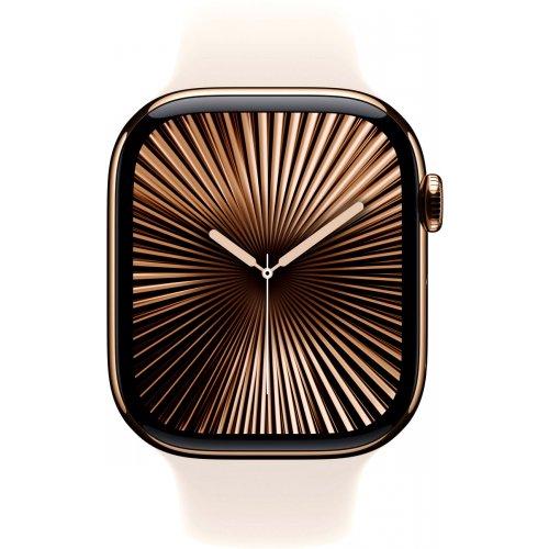 Купить Смарт-часы Apple Watch Series 10 GPS + Cellular 46mm Gold Titanium Case with Starlight Sport Band - M/L (MWYY3QH/A) - цена в Харькове, Киеве, Днепре, Одессе
в интернет-магазине Telemart фото