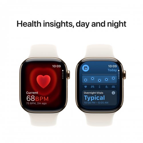 Купить Смарт-часы Apple Watch Series 10 GPS + Cellular 46mm Gold Titanium Case with Starlight Sport Band - M/L (MWYY3QH/A) - цена в Харькове, Киеве, Днепре, Одессе
в интернет-магазине Telemart фото