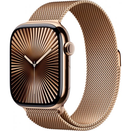Купить Смарт-часы Apple Watch Series 10 GPS + Cellular 46mm Gold Titanium Case with Gold Milanese Loop - M/L (MX003QH/A) - цена в Харькове, Киеве, Днепре, Одессе
в интернет-магазине Telemart фото