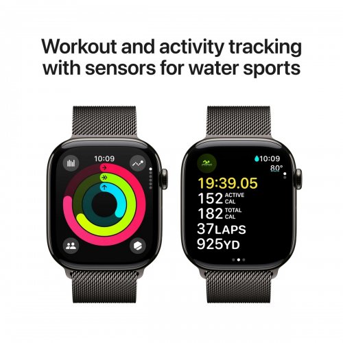 Купить Смарт-часы Apple Watch Series 10 GPS + Cellular 46mm Slate Titanium Case with Slate Milanese Loop - S/M (MC7R4QH/A) - цена в Харькове, Киеве, Днепре, Одессе
в интернет-магазине Telemart фото