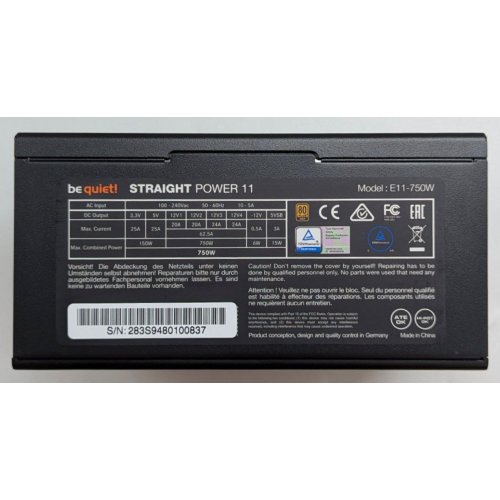 Блок живлення Be Quiet! Straight Power 11 750W (BN283) (Відновлено продавцем, 784256) купити з перевіркою сумісності: огляд, характеристики, ціна у Києві, Львові, Вінниці, Хмельницькому, Івано-Франківську, Україні | інтернет-магазин TELEMART.UA фото