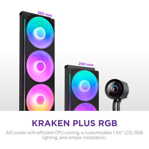 Купить Готовая СВО NZXT Kraken Plus 360 RGB (RL-KR360-B2) Black с проверкой совместимости: обзор, характеристики, цена в Киеве, Днепре, Одессе, Харькове, Украине | интернет-магазин TELEMART.UA фото