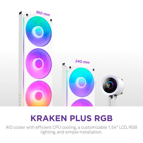 Купить Готовая СВО NZXT Kraken Plus 360 RGB (RL-KR360-W2) White с проверкой совместимости: обзор, характеристики, цена в Киеве, Днепре, Одессе, Харькове, Украине | интернет-магазин TELEMART.UA фото