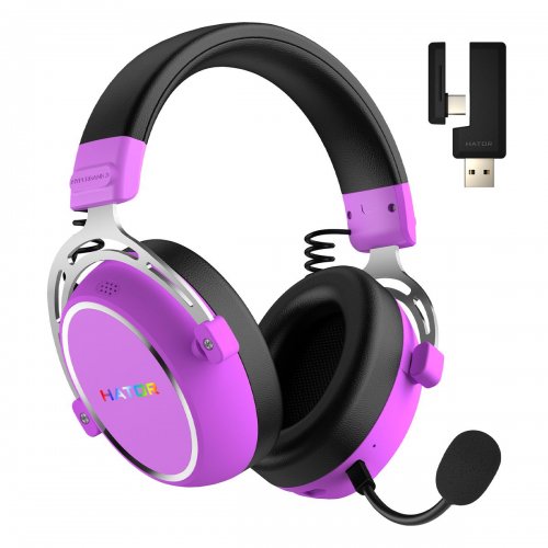 Навушники HATOR Hypergang 3 Wireless (ESH52) Cyber Violet купити в Україні: Київ, Львів, Хмельницький, Тернопіль, Івано-Франківськ | Низька ціна, відгуки, характеристики від TELEMART фото