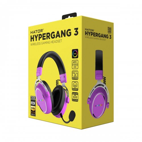 Навушники HATOR Hypergang 3 Wireless (ESH52) Cyber Violet купити в Україні: Київ, Львів, Хмельницький, Тернопіль, Івано-Франківськ | Низька ціна, відгуки, характеристики від TELEMART фото