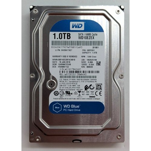 Жорсткий диск Western Digital Blue 1TB 64MB 3.5" (WD10EZEX) (Відновлено продавцем, 784560) купити з перевіркою сумісності: огляд, характеристики, ціна у Києві, Львові, Вінниці, Хмельницькому, Івано-Франківську, Україні | інтернет-магазин TELEMART.UA фото