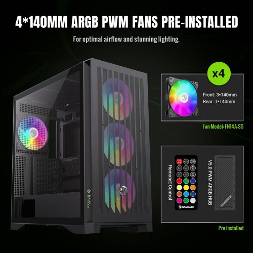 Корпус GAMEMAX Leader 2 Tempered Glass без БЖ Black купити з перевіркою сумісності: огляд, характеристики, ціна у Києві, Львові, Вінниці, Хмельницькому, Івано-Франківську, Україні | інтернет-магазин TELEMART.UA фото