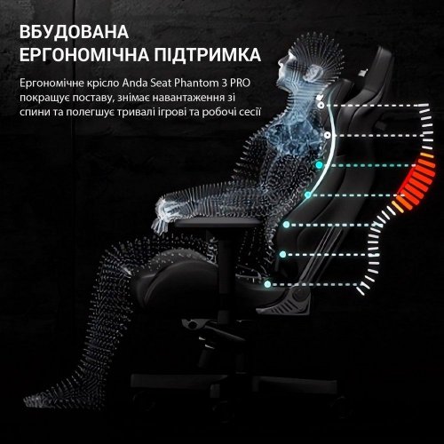 Игровое кресло Anda Seat Phantom 3 Pro L (AD18YC-06-GB-F) Dark Gray купить в Украине: Киев, Днепр, Харьков, Одесса  | Низкая цена, отзывы, характеристики от TELEMART фото