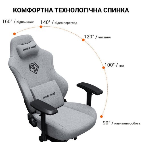 Купить Игровое кресло Anda Seat Phantom 3 Pro L (AD18YC-06-GB-F) Dark Gray - цена в Харькове, Киеве, Днепре, Одессе
в интернет-магазине Telemart фото