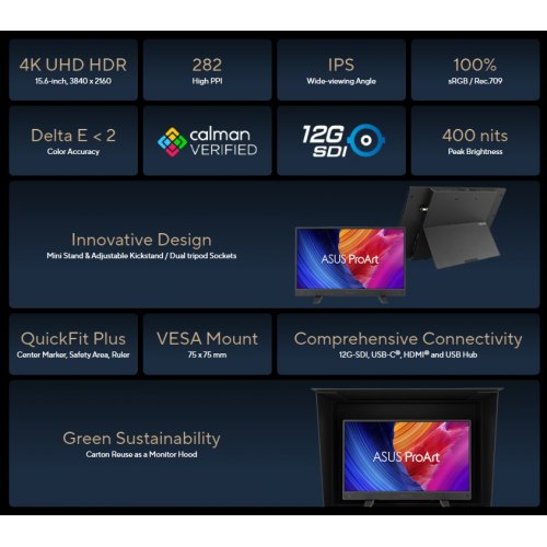 Купить Монитор Asus 15.6" ProArt PA16USV (90LM09Z3-B01370) Black - цена в Харькове, Киеве, Днепре, Одессе
в интернет-магазине Telemart фото