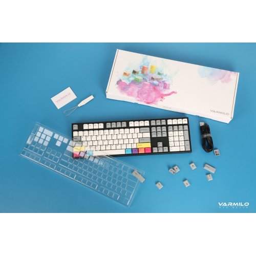 Купить Клавиатура Varmilo APT108 CMYK Kailh Prestige Silent (A93A024F8A5A17A007) Grey/White - цена в Харькове, Киеве, Днепре, Одессе
в интернет-магазине Telemart фото