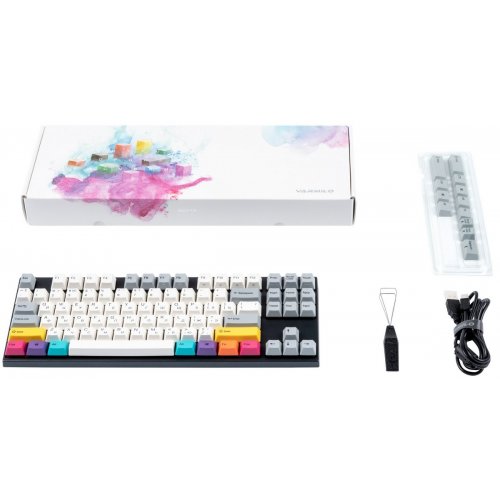 Купить Клавиатура Varmilo APT87 CMYK Kailh Prestige Brown (A92A024D3A5A17A007) Grey/White - цена в Харькове, Киеве, Днепре, Одессе
в интернет-магазине Telemart фото