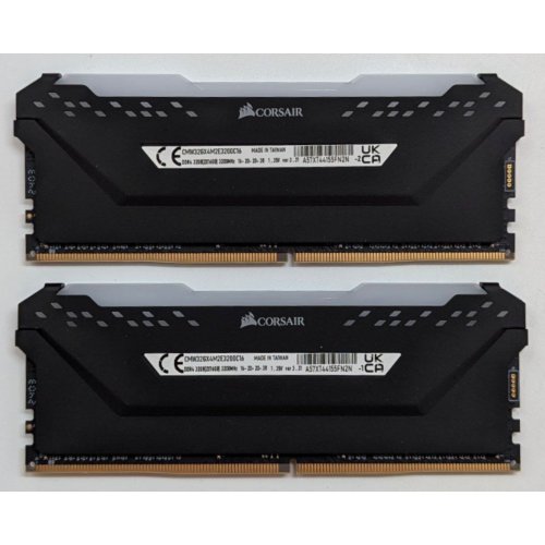 Озп Corsair DDR4 32GB (2x16GB) 3200Mhz Vengeance RGB Pro Black (CMW32GX4M2E3200C16) (Відновлено продавцем, 784726) купити з перевіркою сумісності: огляд, характеристики, ціна у Києві, Львові, Вінниці, Хмельницькому, Івано-Франківську, Україні | інтернет-магазин TELEMART.UA фото