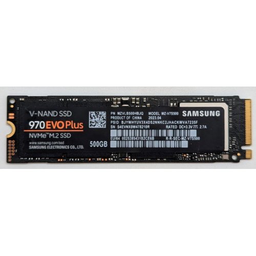 Ssd-диск Samsung 970 EVO Plus V-NAND MLC 500GB M.2 (2280 PCI-E) (MZ-V7S500BW) (Відновлено продавцем, 784728) купити з перевіркою сумісності: огляд, характеристики, ціна у Києві, Львові, Вінниці, Хмельницькому, Івано-Франківську, Україні | інтернет-магазин TELEMART.UA фото