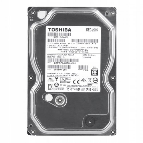 Жорсткий диск Toshiba 500GB 32MB 7200RPM 3.5" (DT01ACA050) (Відновлено продавцем, 784998) купити з перевіркою сумісності: огляд, характеристики, ціна у Києві, Львові, Вінниці, Хмельницькому, Івано-Франківську, Україні | інтернет-магазин TELEMART.UA фото