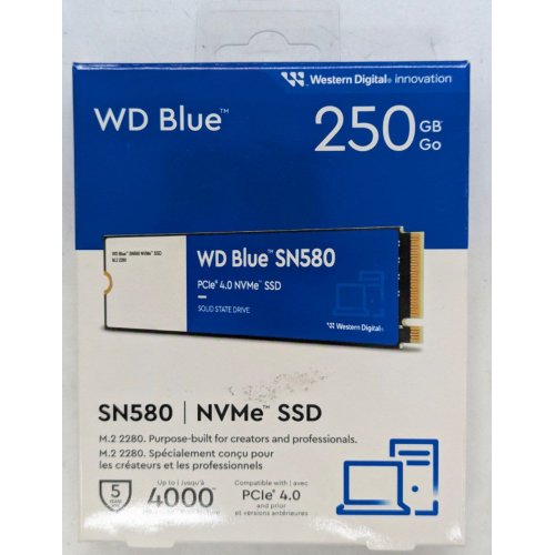 Купить Ssd-диск Western Digital Blue SN580 WDC TLC 250GB M.2 (2280 PCI-E) NVMe x4 (WDS250G3B0E) (Восстановлено продавцом, 785037) с проверкой совместимости: обзор, характеристики, цена в Киеве, Днепре, Одессе, Харькове, Украине | интернет-магазин TELEMART.UA фото