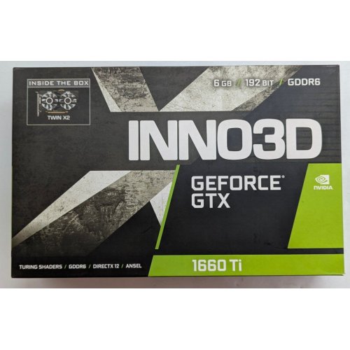 Купить Видеокарта Inno3D GeForce GTX 1660 Ti Twin X2 6144MB (N166T2-06D6-1710VA15) (Восстановлено продавцом, 785062) с проверкой совместимости: обзор, характеристики, цена в Киеве, Днепре, Одессе, Харькове, Украине | интернет-магазин TELEMART.UA фото
