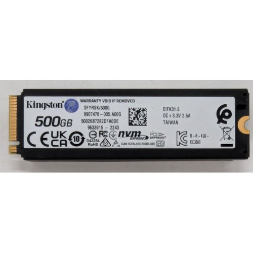 Ssd-диск Kingston FURY Renegade with Heatsink 3D NAND TLC 500GB M.2 (2280 PCI-E) NVMe x4 (SFYRSK/500G) (Відновлено продавцем, 785108) купити з перевіркою сумісності: огляд, характеристики, ціна у Києві, Львові, Вінниці, Хмельницькому, Івано-Франківську, Україні | інтернет-магазин TELEMART.UA фото