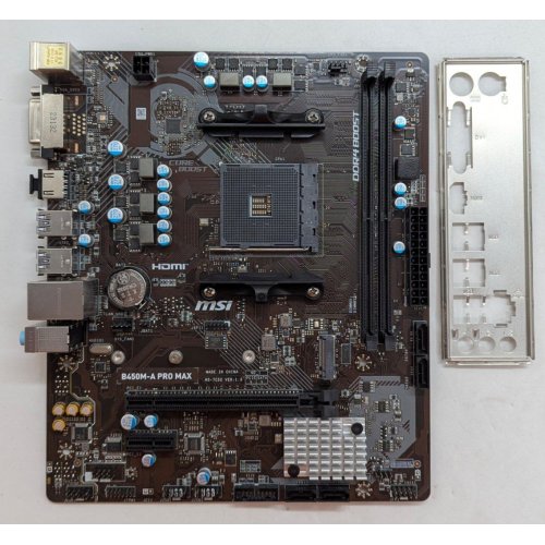 Материнська плата MSI B450-A PRO MAX (sAM4, AMD B450) (Відновлено продавцем, 785145) купити з перевіркою сумісності: огляд, характеристики, ціна у Києві, Львові, Вінниці, Хмельницькому, Івано-Франківську, Україні | інтернет-магазин TELEMART.UA фото