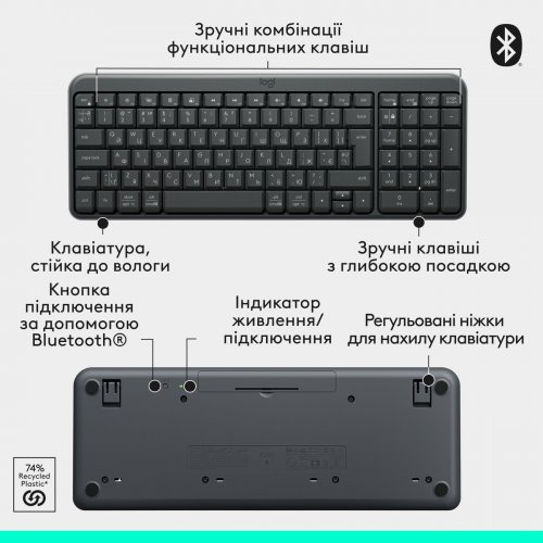 Купити Клавіатура Logitech K250 Wireless (920-013822) Graphite - ціна в Києві, Львові, Вінниці, Хмельницькому, Франківську, Україні | інтернет-магазин TELEMART.UA фото