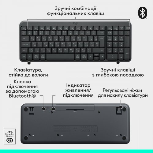 Купити Клавіатура Logitech K250 Wireless (920-013822) Graphite - ціна в Києві, Львові, Вінниці, Хмельницькому, Франківську, Україні | інтернет-магазин TELEMART.UA фото