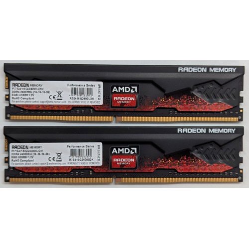 Купить Озу AMD DDR4 16GB (2x8GB) 2400Mhz Radeon R7 Performance (R7S416G2400U2K) (Восстановлено продавцом, 785323) с проверкой совместимости: обзор, характеристики, цена в Киеве, Днепре, Одессе, Харькове, Украине | интернет-магазин TELEMART.UA фото