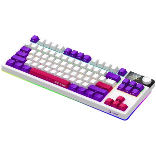 Купити Клавіатура Lorgar KBP70TKLW RGB Mechanical Linear Toxic Purple Switches Wireless (LRG-KBP70TKLW-WH-US) White - ціна в Києві, Львові, Вінниці, Хмельницькому, Франківську, Україні | інтернет-магазин TELEMART.UA фото