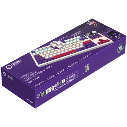 Купити Клавіатура Lorgar KBP70TKLW RGB Mechanical Linear Toxic Purple Switches Wireless (LRG-KBP70TKLW-WH-US) White - ціна в Києві, Львові, Вінниці, Хмельницькому, Франківську, Україні | інтернет-магазин TELEMART.UA фото