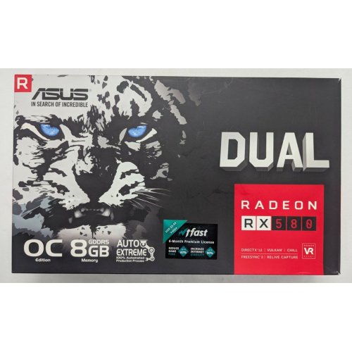 Купить Видеокарта Asus Radeon RX 580 DUAL OC 8192MB (DUAL-RX580-O8G) (Восстановлено продавцом, 785369) с проверкой совместимости: обзор, характеристики, цена в Киеве, Днепре, Одессе, Харькове, Украине | интернет-магазин TELEMART.UA фото