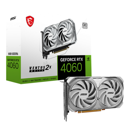 Відеокарта MSI GeForce RTX 4060 VENTUS 2X WHITE OC 8192MB (RTX 4060 VENTUS 2X WHITE 8G OC) (Відновлено продавцем, 785441) купити з перевіркою сумісності: огляд, характеристики, ціна у Києві, Львові, Вінниці, Хмельницькому, Івано-Франківську, Україні | інтернет-магазин TELEMART.UA фото