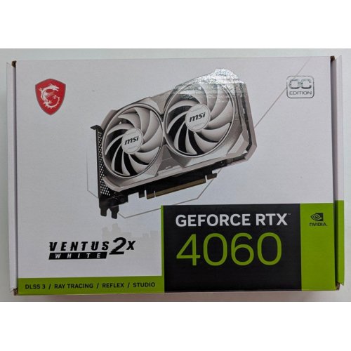 Відеокарта MSI GeForce RTX 4060 VENTUS 2X WHITE OC 8192MB (RTX 4060 VENTUS 2X WHITE 8G OC) (Відновлено продавцем, 785441) купити з перевіркою сумісності: огляд, характеристики, ціна у Києві, Львові, Вінниці, Хмельницькому, Івано-Франківську, Україні | інтернет-магазин TELEMART.UA фото