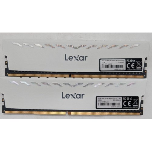 Купить Озу Lexar DDR4 16GB (2x8GB) 3600Mhz Thor White (LD4BU008G-R3600GDWG) (Восстановлено продавцом, 785748) с проверкой совместимости: обзор, характеристики, цена в Киеве, Днепре, Одессе, Харькове, Украине | интернет-магазин TELEMART.UA фото