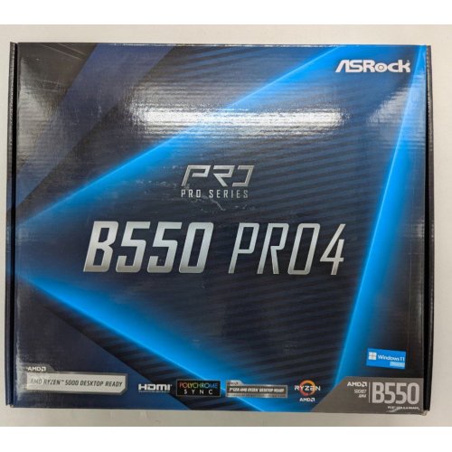 Материнська плата AsRock B550 Pro4 (sAM4, AMD B550) (Відновлено продавцем, 785766) купити з перевіркою сумісності: огляд, характеристики, ціна у Києві, Львові, Вінниці, Хмельницькому, Івано-Франківську, Україні | інтернет-магазин TELEMART.UA фото