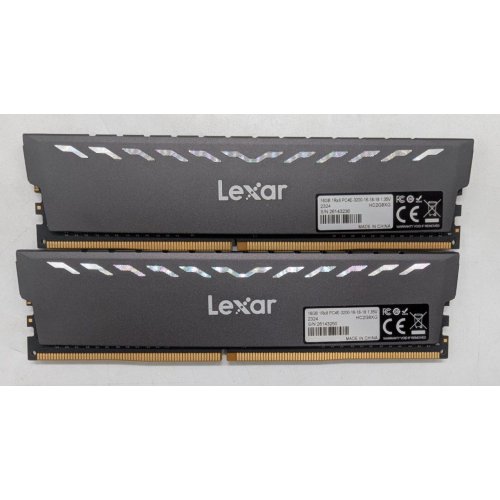 Озп Lexar DDR4 32GB (2x16GB) 3200Mhz Thor Dark Grey (LD4BU016G-R3200GDXG) (Відновлено продавцем, 785954) купити з перевіркою сумісності: огляд, характеристики, ціна у Києві, Львові, Вінниці, Хмельницькому, Івано-Франківську, Україні | інтернет-магазин TELEMART.UA фото
