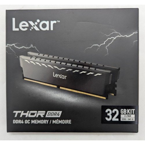Озп Lexar DDR4 32GB (2x16GB) 3200Mhz Thor Dark Grey (LD4BU016G-R3200GDXG) (Відновлено продавцем, 785954) купити з перевіркою сумісності: огляд, характеристики, ціна у Києві, Львові, Вінниці, Хмельницькому, Івано-Франківську, Україні | інтернет-магазин TELEMART.UA фото