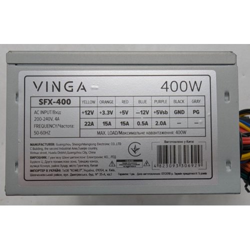 Блок живлення Vinga 400W (SFX-400) ОЕМ (Відновлено продавцем, 785979) купити з перевіркою сумісності: огляд, характеристики, ціна у Києві, Львові, Вінниці, Хмельницькому, Івано-Франківську, Україні | інтернет-магазин TELEMART.UA фото