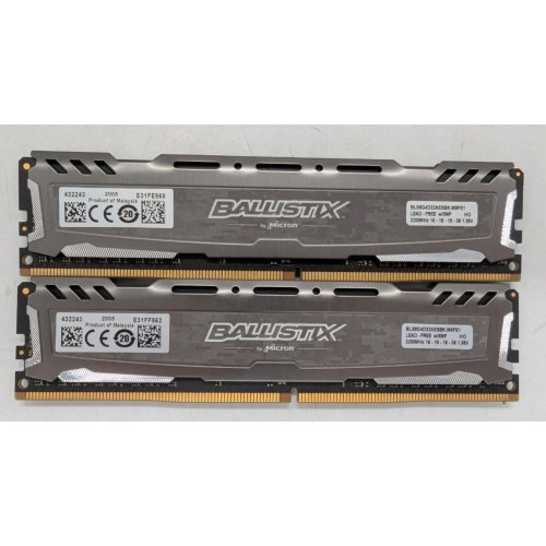 Озп Crucial DDR4 16GB (2x8GB) 3200Mhz Ballistix Sport LT Gray (BLS2K8G4D32AESBK) (Відновлено продавцем, 785992) купити з перевіркою сумісності: огляд, характеристики, ціна у Києві, Львові, Вінниці, Хмельницькому, Івано-Франківську, Україні | інтернет-магазин TELEMART.UA фото