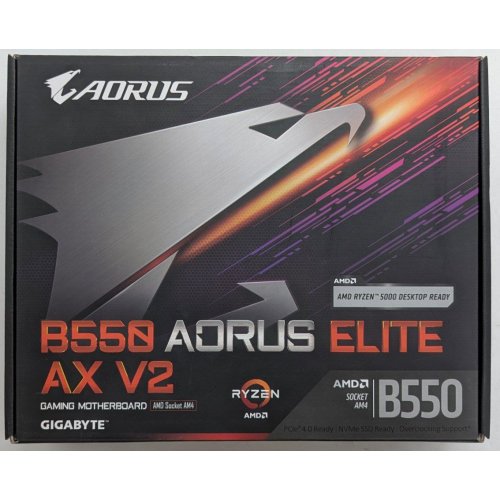 Материнська плата Gigabyte B550 AORUS ELITE AX V2 (sAM4, AMD B550) (Відновлено продавцем, 786158) купити з перевіркою сумісності: огляд, характеристики, ціна у Києві, Львові, Вінниці, Хмельницькому, Івано-Франківську, Україні | інтернет-магазин TELEMART.UA фото