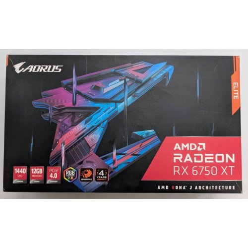 Відеокарта Gigabyte AORUS Radeon RX 6750 XT Elite 12288MB (GV-R675XTAORUS E-12GD) (Відновлено продавцем, 786170) купити з перевіркою сумісності: огляд, характеристики, ціна у Києві, Львові, Вінниці, Хмельницькому, Івано-Франківську, Україні | інтернет-магазин TELEMART.UA фото