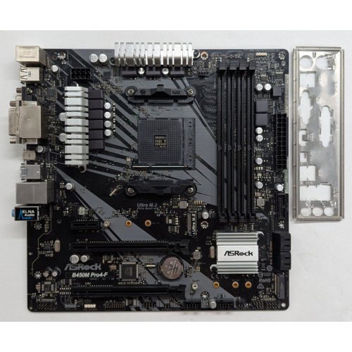 Купить Материнская плата AsRock B450M Pro4-F (sAM4, AMD B450) (Восстановлено продавцом, 786447) с проверкой совместимости: обзор, характеристики, цена в Киеве, Днепре, Одессе, Харькове, Украине | интернет-магазин TELEMART.UA фото