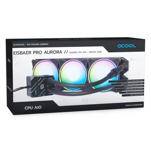 Готова СВО Alphacool Eisbaer Pro Aurora 360 (1019572) купити з перевіркою сумісності: огляд, характеристики, ціна у Києві, Львові, Вінниці, Хмельницькому, Івано-Франківську, Україні | інтернет-магазин TELEMART.UA фото