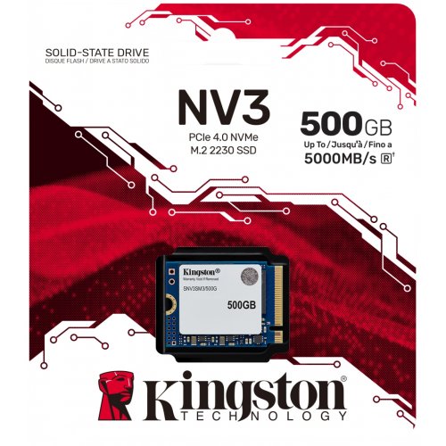 SSD-диск Kingston NV3 3D NAND 500GB M.2 (2230 PCI-E) NVMe x4 (SNV3SM3/500G) купити з перевіркою сумісності: огляд, характеристики, ціна у Києві, Львові, Вінниці, Хмельницькому, Івано-Франківську, Україні | інтернет-магазин TELEMART.UA фото