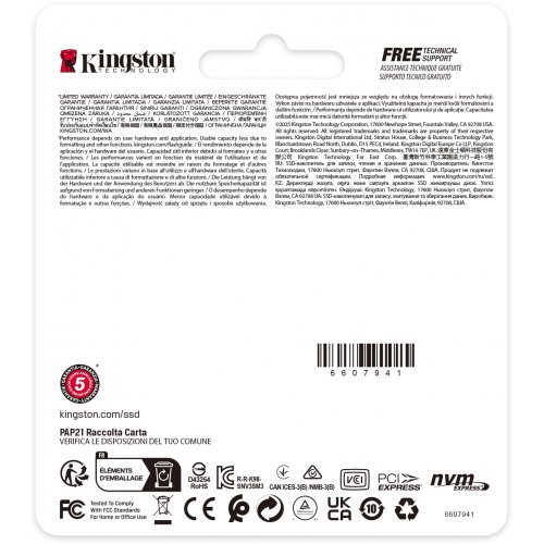 SSD-диск Kingston NV3 3D NAND 2TB M.2 (2230 PCI-E) NVMe x4 (SNV3SM3/2T0) купити з перевіркою сумісності: огляд, характеристики, ціна у Києві, Львові, Вінниці, Хмельницькому, Івано-Франківську, Україні | інтернет-магазин TELEMART.UA фото