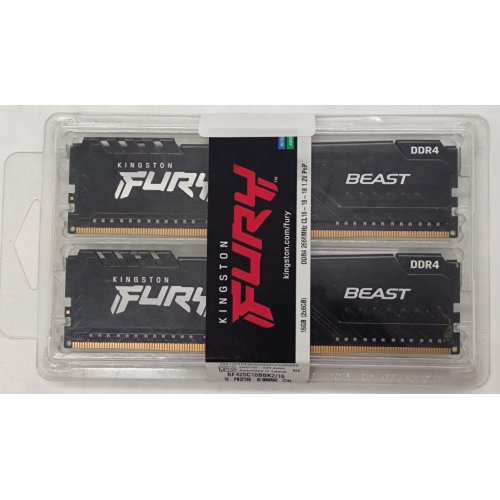 Озп Kingston DDR4 16GB (2x8GB) 2666Mhz FURY Beast Black (KF426C16BBK2/16) (Відновлено продавцем, 786550) купити з перевіркою сумісності: огляд, характеристики, ціна у Києві, Львові, Вінниці, Хмельницькому, Івано-Франківську, Україні | інтернет-магазин TELEMART.UA фото