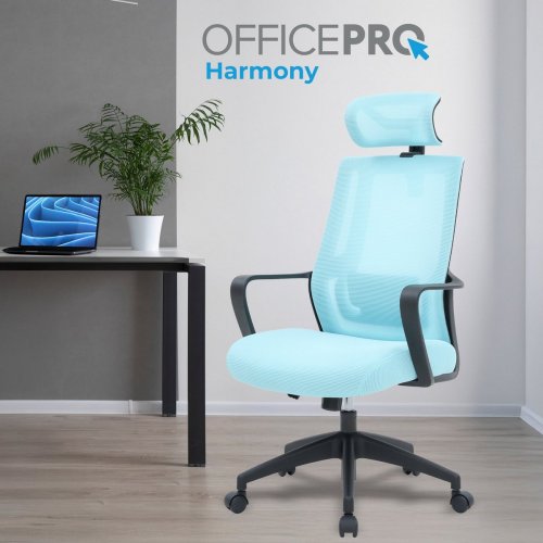 Купить Офисное кресло OfficePro Harmony OC310 (OC310-B-BL-BL) Black/Blue - цена в Харькове, Киеве, Днепре, Одессе
в интернет-магазине Telemart фото